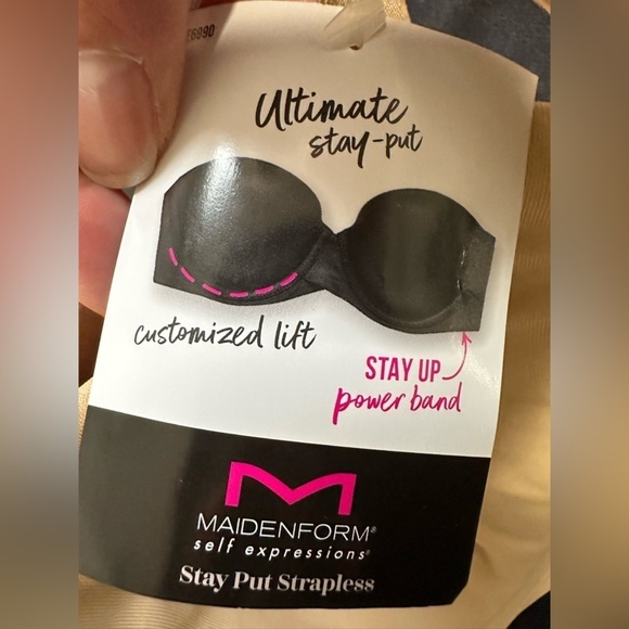 MAIDENFORM Bra 40DD Convertible Strapless Stay Up Support Beige SE6990 3485 PS - Picture 7 of 14
